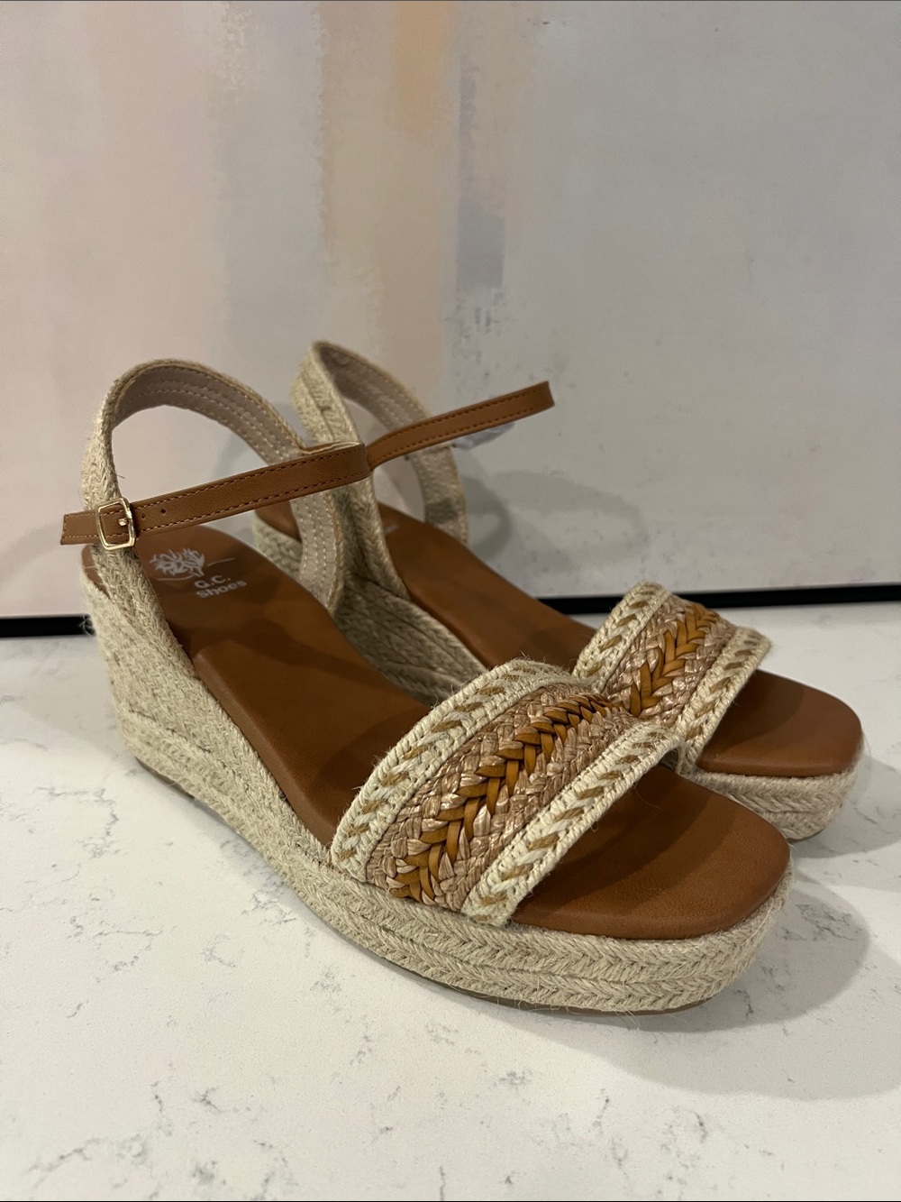 GC Shoes Women's Solene Slingback Espadrille Wedge Sandals Size 9.5